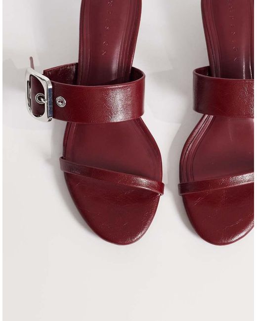 ASOS Pink Happy Oversized Buckle Detail Heeled Mule Sandals