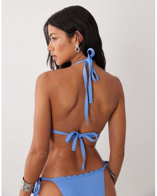 Peek & Beau Blue Textured Scallop Triangle Bikini Top