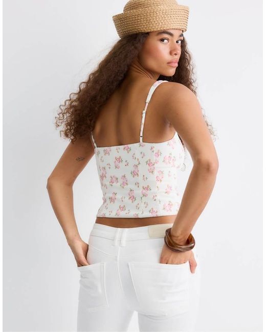 Stradivarius White Corset Top With Straps
