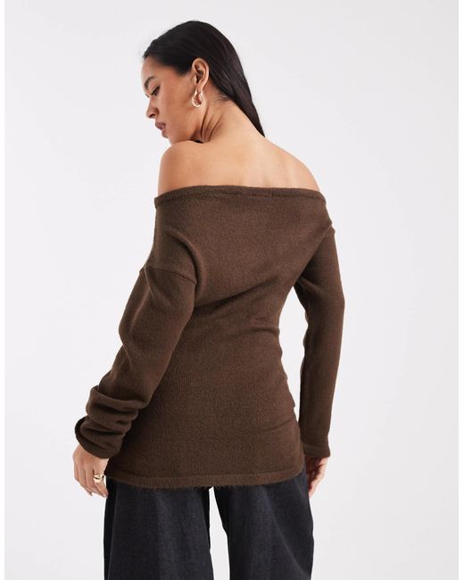 ASOS Brown – geraffter strickpullover