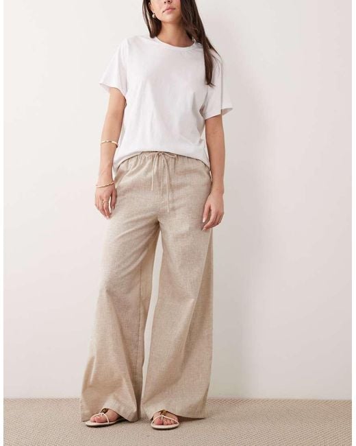 Wednesday's Girl Natural Wednesdays Girl Tie Waist Linen Trousers
