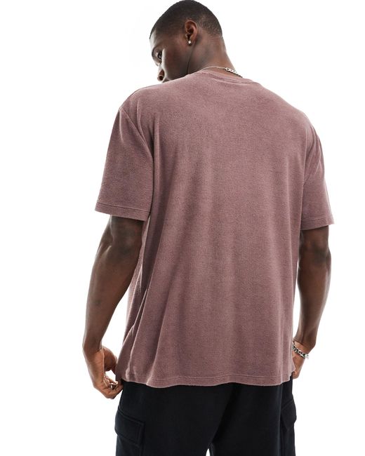 T-shirt décontracté en tissu éponge - marron délavé ASOS pour homme en coloris Purple