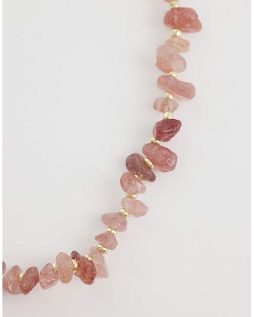 ASOS Multicolor Necklace With Rose Quartz Semi-precious Chippings