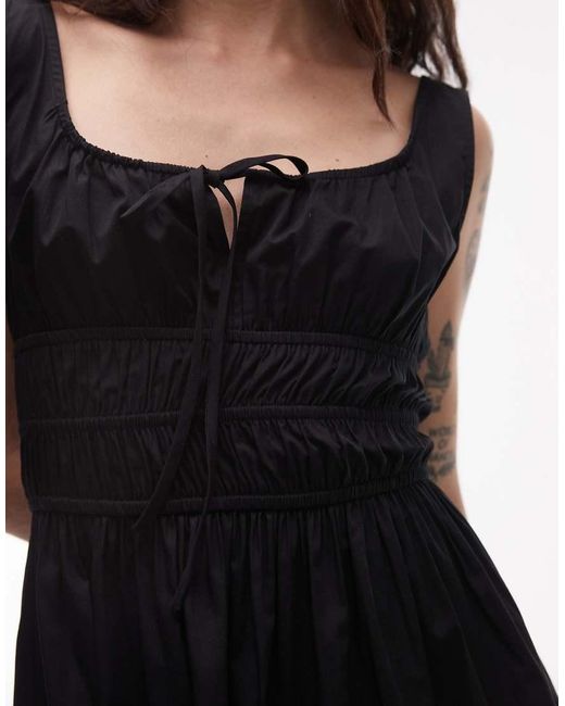 Vestido Midi Fruncido De Popelina De Tommy Hilfiger de color White