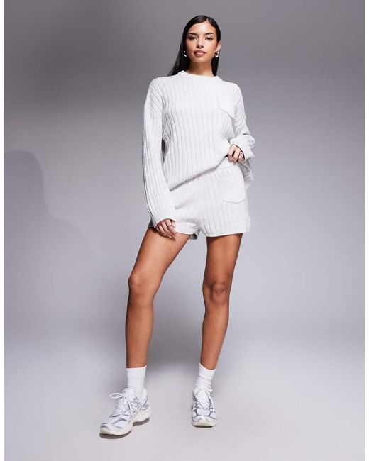 The Frolic Gray Exclusive Cotton-rich Ribbed Knit Pocket Front Micro Shorts