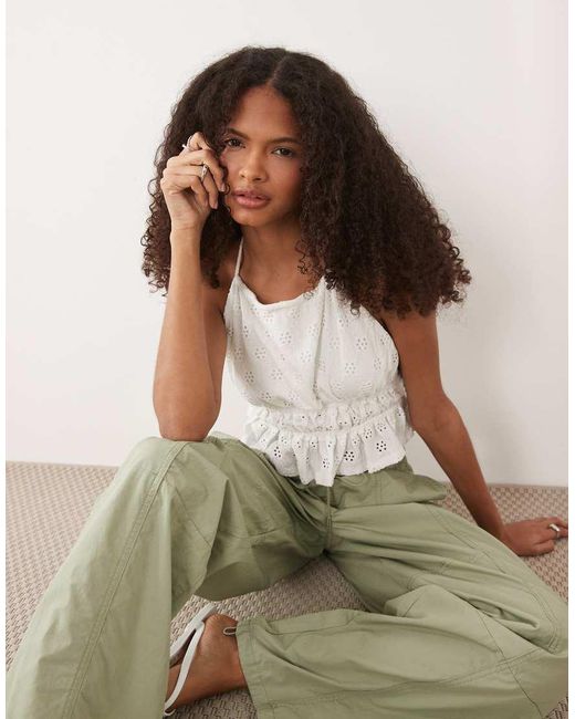 Mango Green Teen Embroide Halterneck Top
