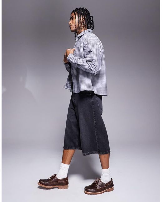 Pantalones Cortos Vaqueros Negro Lavado De Corte Alargado ASOS de hombre de color Blue