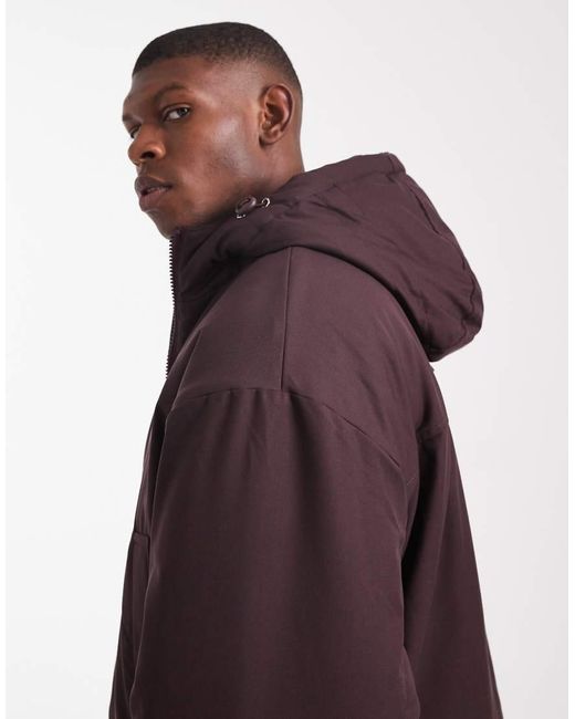 ASOS Brown Hooded Puffer Jacket for men