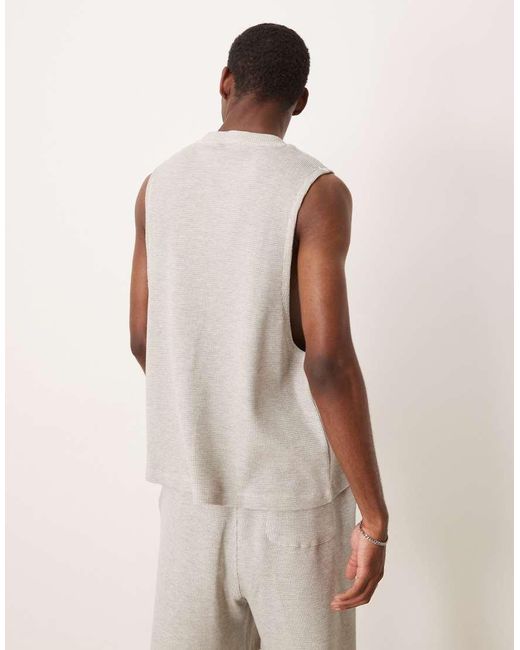 ASOS Natural Heavyweight Co-ord Boxy Oversized Relaxed Tank With Chest Embroidery for men