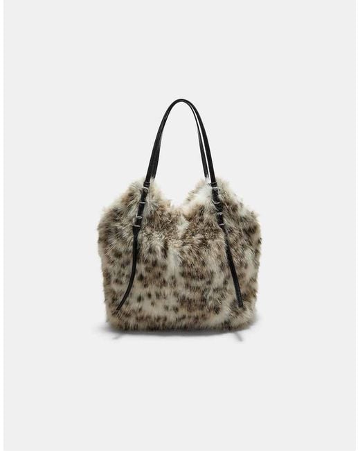 Stradivarius Multicolor Faux Fur Tote Bag