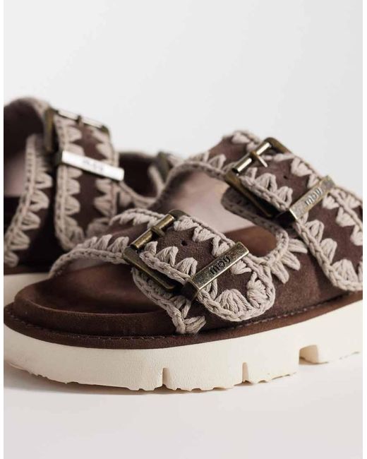 Mou Brown Two Buckle Sandals