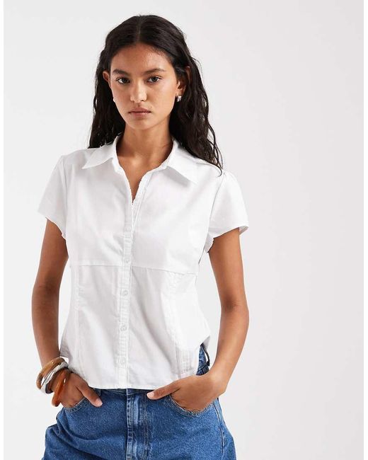 Hollister Blue Embroidered Short Sleeve Shirt
