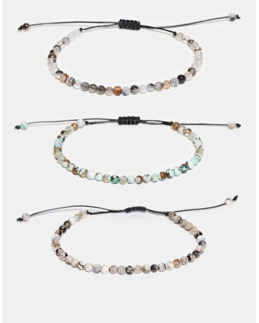 Pack De 3 Pulseras De Varios Colores Para Festivales De Cuentas Con Cierre Ajustable De ASOS de hombre de color White