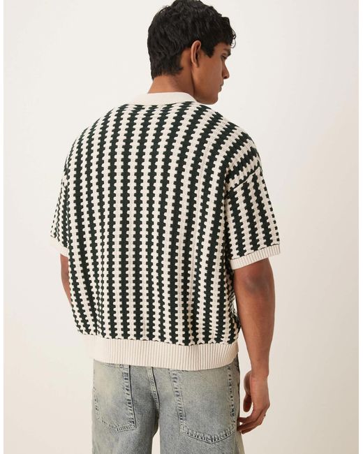 ASOS – gestricktes oversize-polohemd in Green für Herren