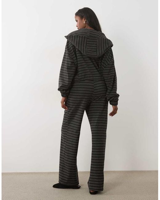 Kaiia Black Jersey Fleece Wide Leg Drawstring Trousers Co-Ord