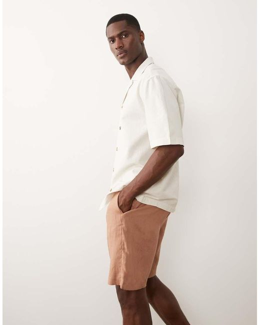 Mango Natural 100% Linen Slim Fit Shorts for men