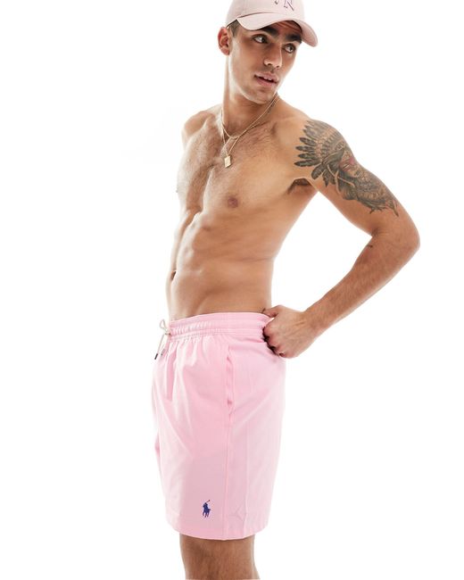 Traveler icon - pantaloncini da bagno con logo di Polo Ralph Lauren in Pink da Uomo