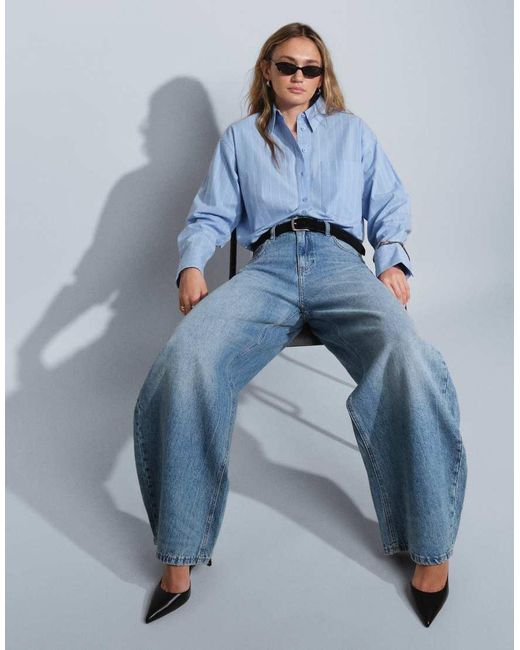 ASOS Blue Bow Barrel Leg Jeans