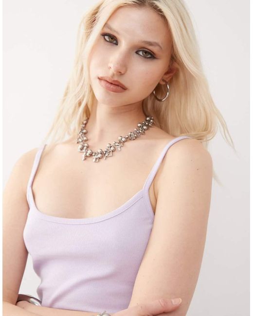 Collusion Blue Rib Crop Cami Top