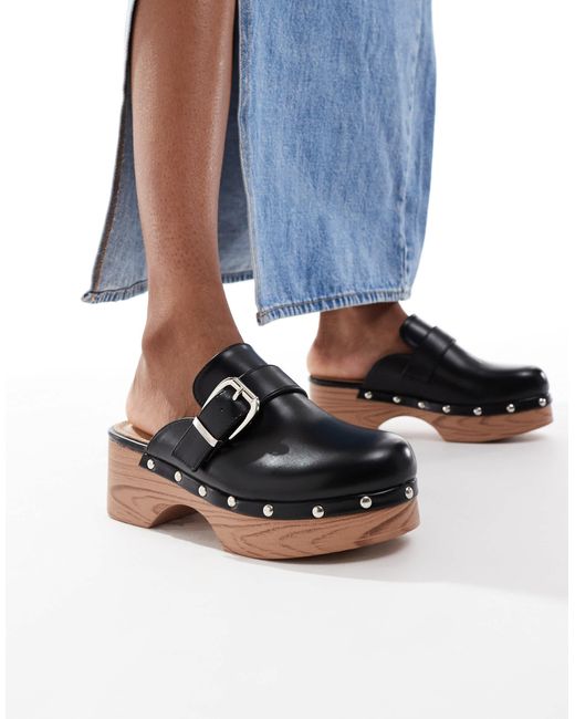 SEQWL Blue Clog Mules With Buckle