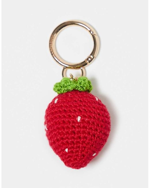Stradivarius Red Crochet Strawberry Bag Charm