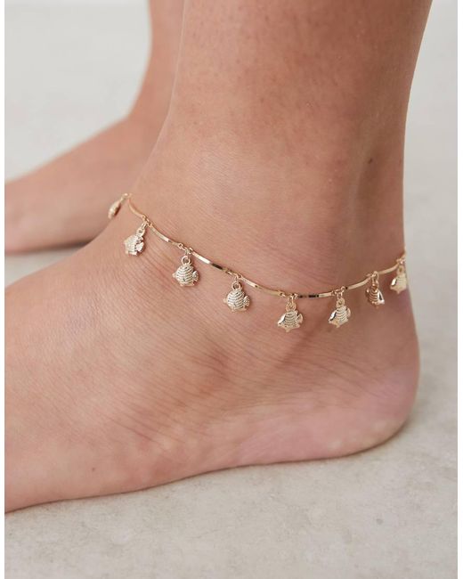 ASOS Enkelbandje Met Visdetails in het Natural