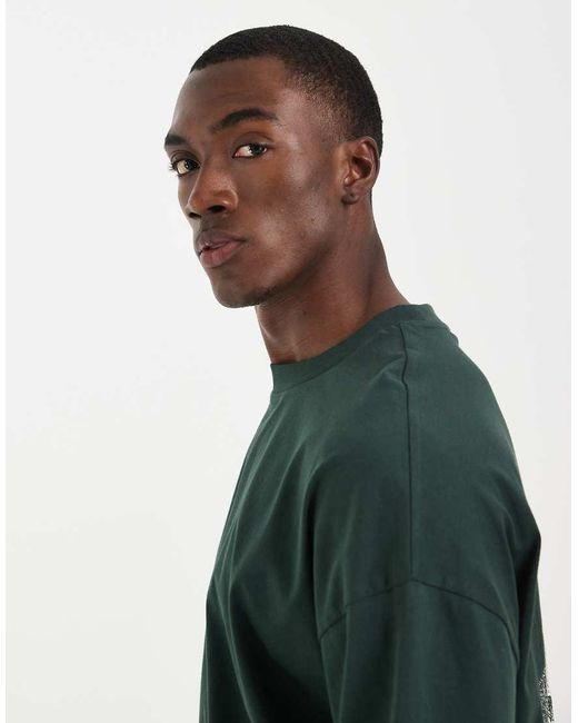 ASOS Green Boxy Oversized T-shirt With Floral Graphic for men