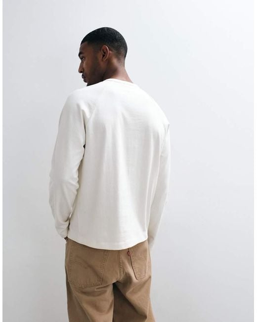 ASOS White Heavyweight Relaxed Raglan T-shirt With Woven Henley for men