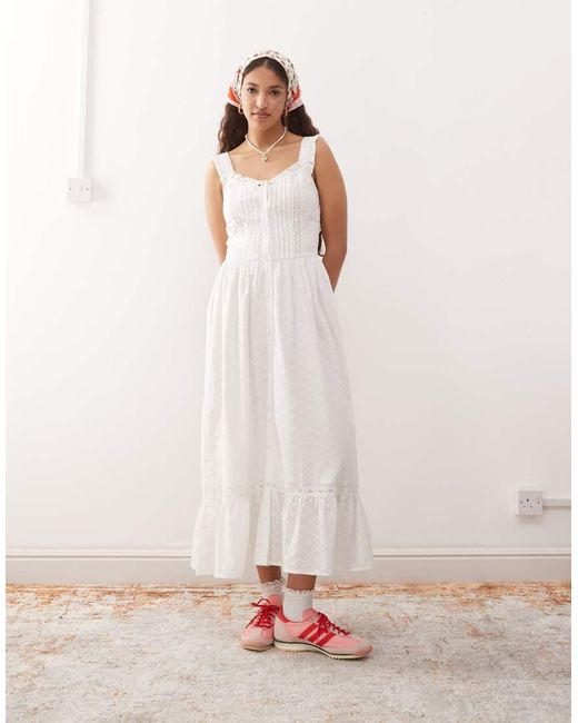 Miss Selfridge Brown Broderie Milkmaid Maxi Dress