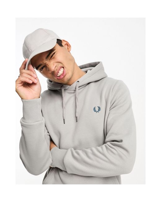 Fred Perry Gray 3d Graphic Back Print Hoodie for men