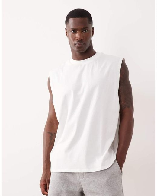 ASOS White Oversized Tank With Text Print for men