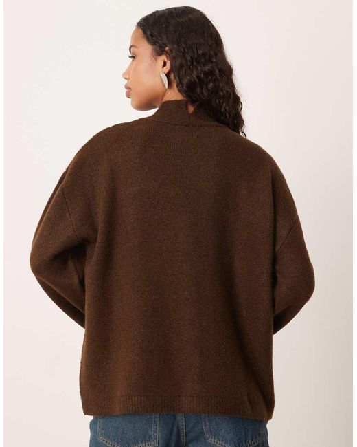 ASOS Brown Longline Jumper With Funnel Neck