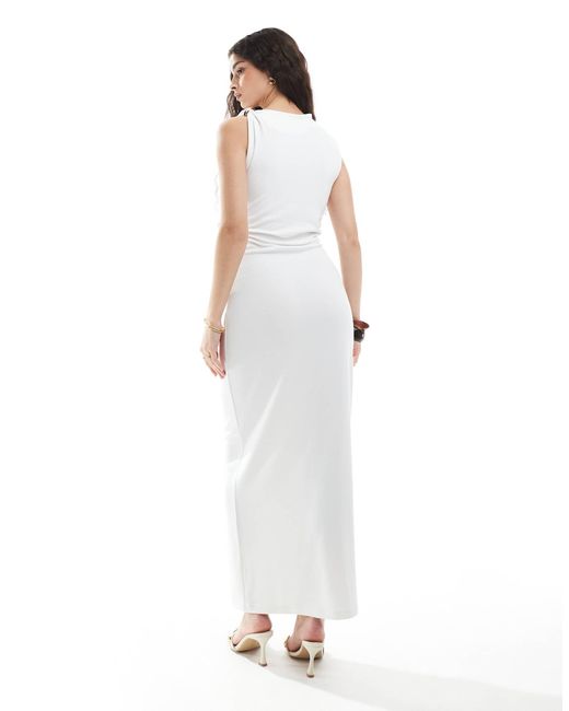 4th & Reckless White – doppellagiges, anschmiegsames, schulterfreies maxikleid