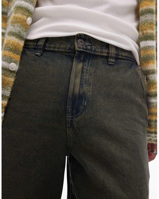 Dickies Green Loose Fit Denim Painter Shorts for men