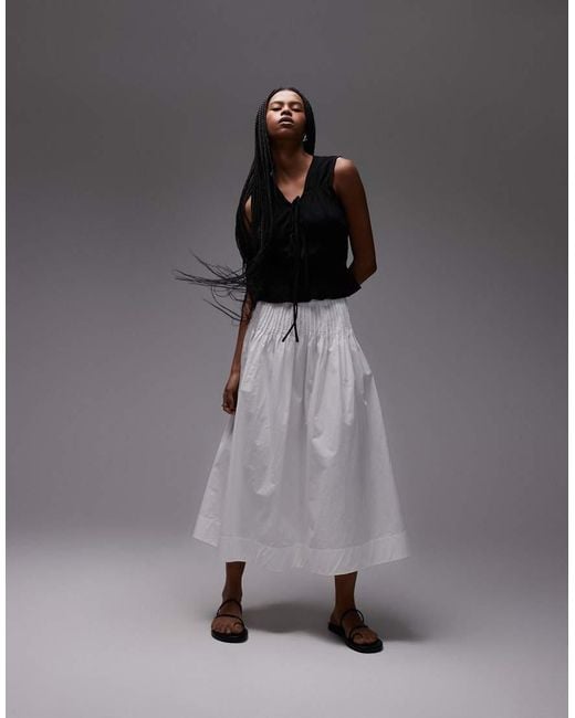 ARKET Gray Maxi Skirt With Cinched Waist Pintuck Detail