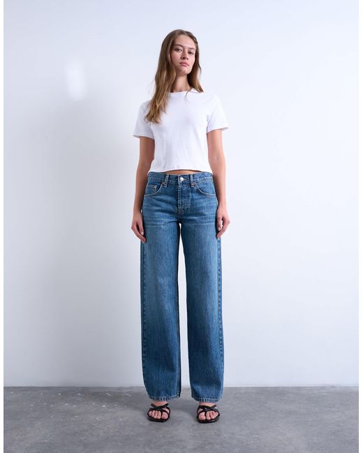 TOPSHOP Blue Ember Low Rise Straight Leg Jean