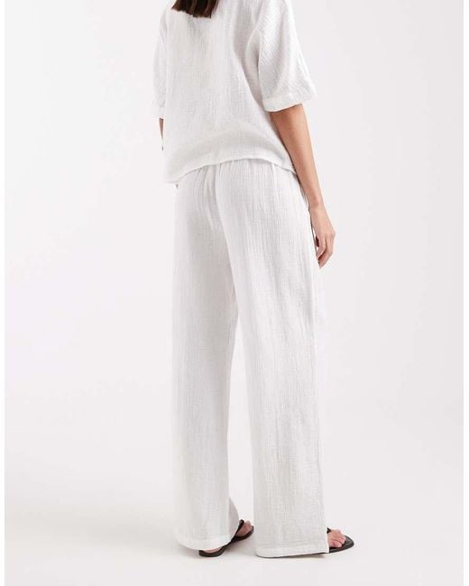 ONLY White Cheesecloth Wide Leg Pants