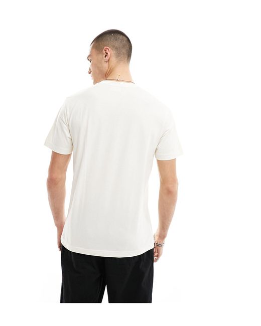 Gant – cremefarbenes t-shirt mit logo-schriftzug in White für Herren