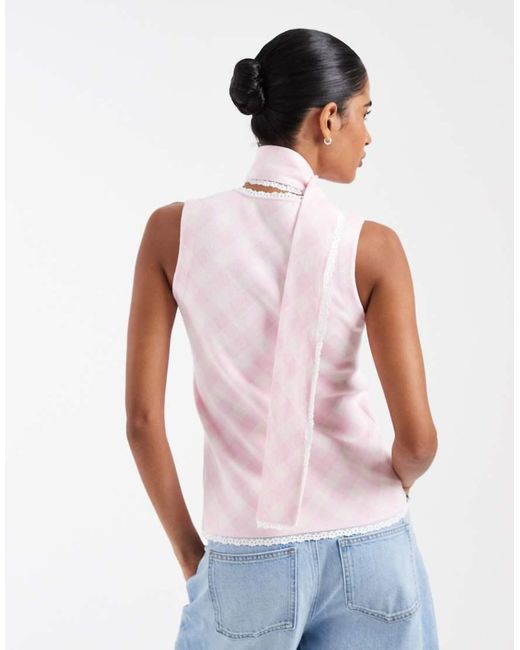 House Of Sunny White peggy Singlet With Scarf Detail