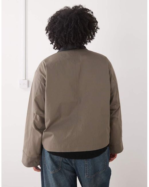 Noisy May Brown Jacket With Cuff And Collar Detail