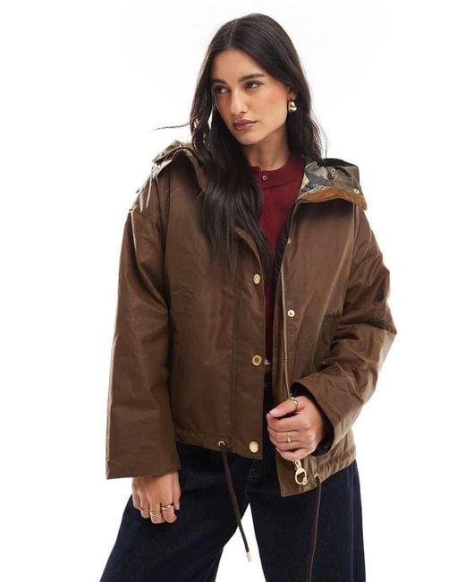 Barbour Brown Re-Engineered Inez Wax Hooded Jacket