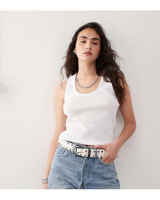 Collusion White Elevated Seam Detail Waffle Vest
