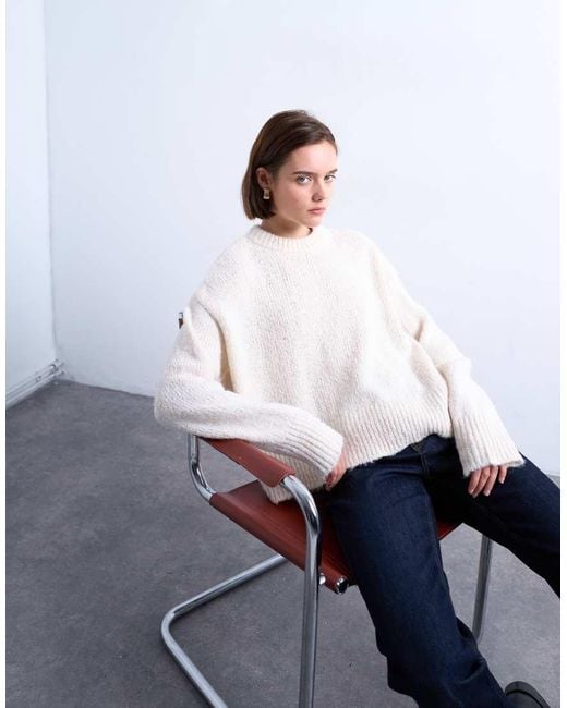 TOPSHOP White Knit Wool Blend Fluffy Ultimate Sweater