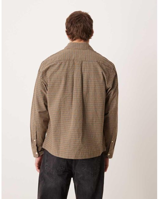 Camicia Oversize Squadrata A Quadri di SELECTED in Natural da Uomo