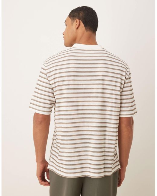 ASOS White Slubby Relaxed Fit Striped T-shirt for men