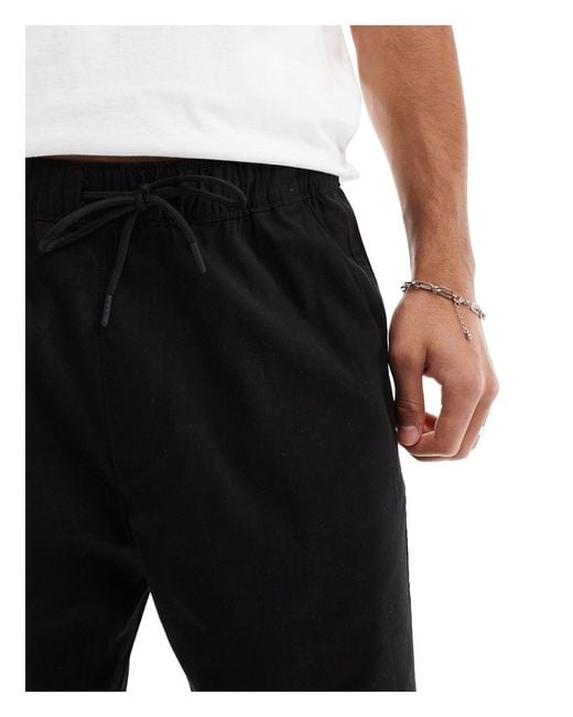 Hollister Black Cuffed Cotton Nylon Skinny joggers for men