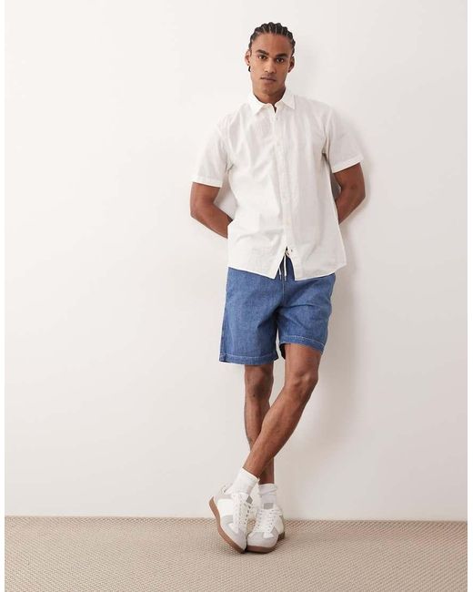 Jack & Jones White Short Sleeve Linen Blend Shirt for men