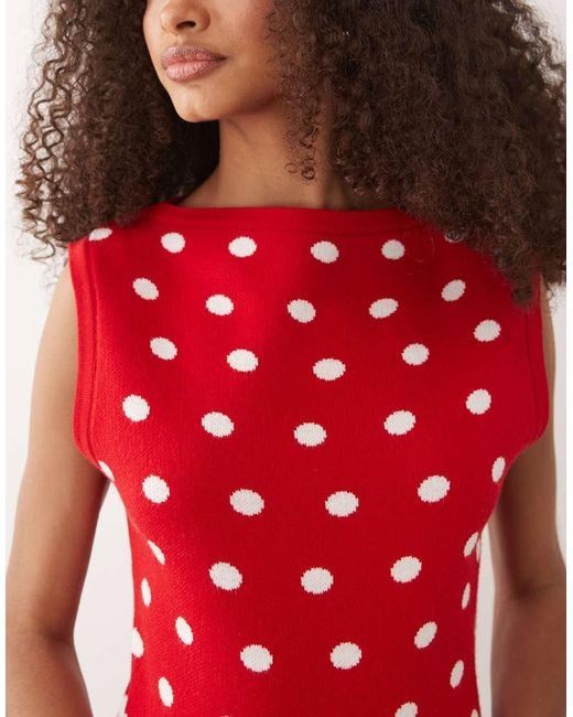 ASOS Red Knitted Asymmetric Top Co-ord