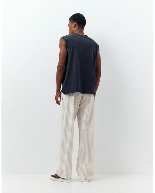 Pantalon en lin mélangé - marron Pull&Bear pour homme en coloris Blue
