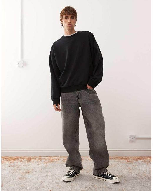 Sudadera Negra De Corte Cuadrado Extragrande Essentials De Collusion de hombre de color Black